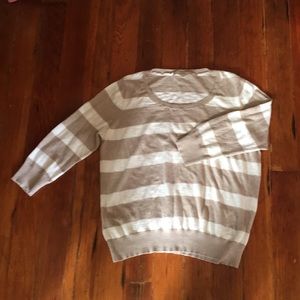 Donated to Eaton Fire Evacuees- LOFT Beige and White Stripe Sweater Size L